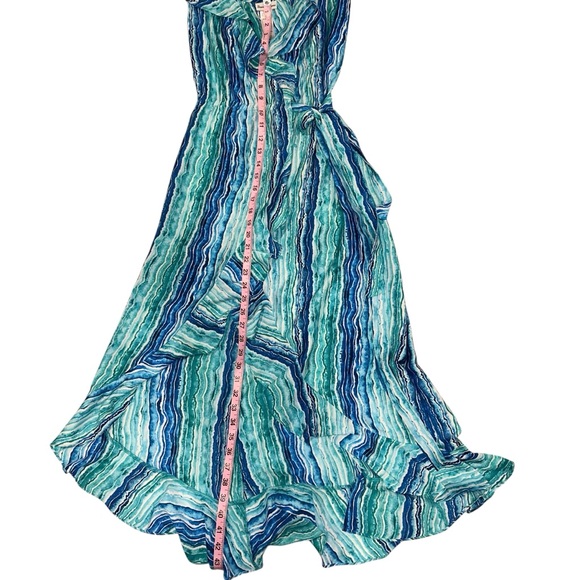 Tommy Bahama Womens Dress Teal Batiki Tiki Tambour Sleeveless Maxi Sz XS Tall - Picture 6 of 7